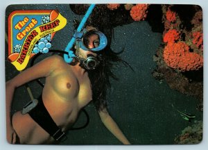 Postcard Australia Queensland Great Barrier Reef Nude Topless Female Diver AD6