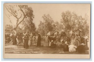 c1920's Ghizen Tunisia, The Camel Stand RPPC Photo Unposted Antique Postcard