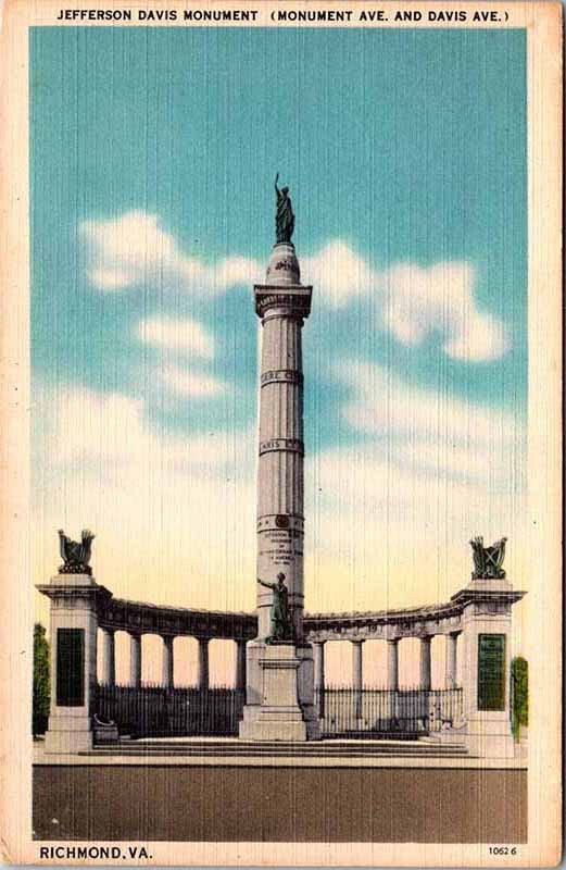 Postcard MONUMENT SCENE Richmond Virginia VA AK7765