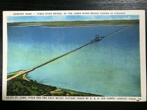 Vintage Postcard 1930-1945 James River Bridge Newport News Virginia