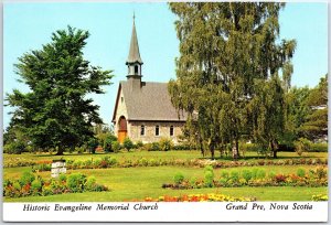 VINTAGE CONTINENTAL SIZE POSTCARD EVANGELINE CHURCH AT GRAND PRE NOVA SCOTIA