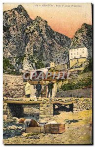 Postcard Menton Old Bridge St Louis Frontiere