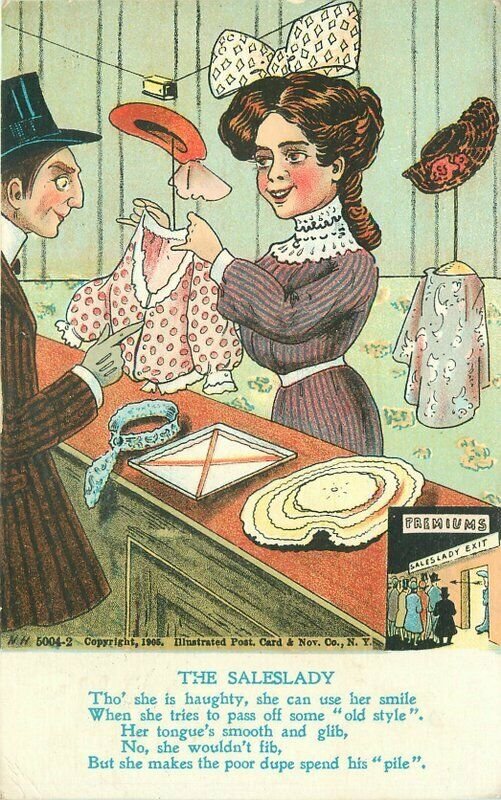 Artist Impression Comic Humor Vinegar Valentine woman 1908 Postcard 11382