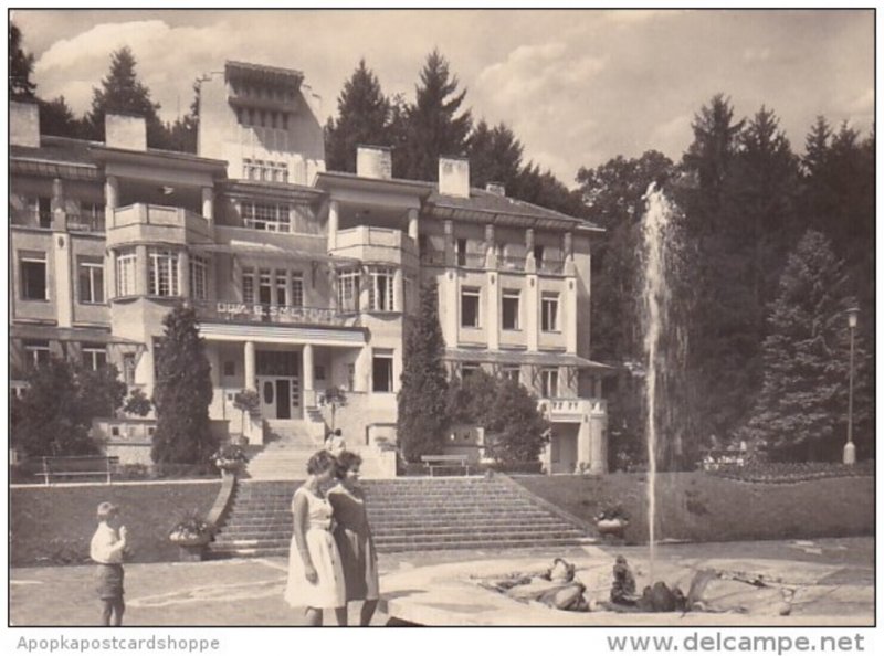 Czech Republic Luhacovice Bruselska Fountain and Smetana House