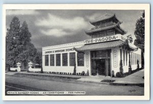 1940 Portland Oregon Postcard The Pagoda Broadway Private Banquet Rooms Building