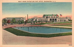 Vintage Postcard Union Station And Post Office Building Washington DC B. S. R.