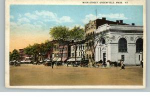 Greenfield MA Main Street c1910 Postcard