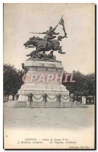 Postcard Old Chinon Statue Jeanne d'Arc J Roulleau Sculptor H Deglane Architect
