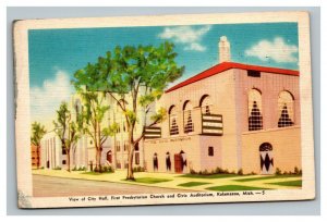 Vintage 1945 Postcard First Presbyterian Church & Auditorium Kalamazoo Michigan