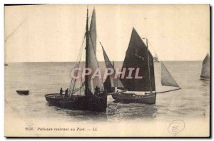 Postcard Old Fishing Boat Fishermen returning to port