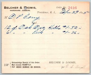 1895  Providence  Rhode Island  Belcher & Loomis  Hardware Receipt  6 x 5