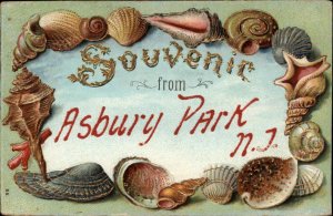 Asbury Park New Jersey NJ Sea Shell Border c1910 Postcard