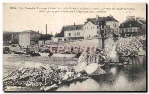 Old Postcard The Great War Pont Ste Maxence The Stone Bridge over the Oise Army