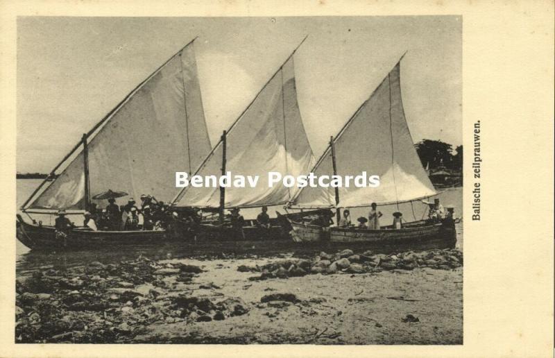 indonesia, BALI, Narive Balinese Sailing Pirogues (1910s)