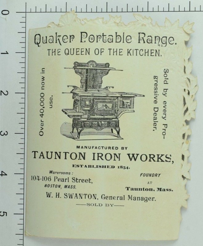 Taunton Iron Works Portable Range Die-Cut Sailboat Men Sea Night Moon &U