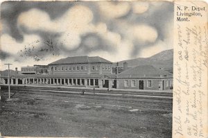 F80/ Livingston Montana Postcard 1906 N.P Railroad Depot