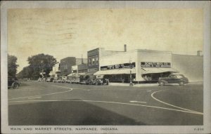 Nappanee IN Main & Market Sts. c1940 Postcard