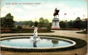 Public Garden Washington Statue Antique Postcard UNP Unused UDB Germany 