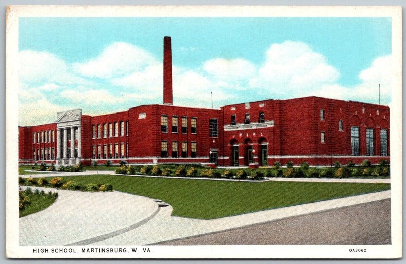 Martinsburg West Virginia 1930s Postcard High School Building