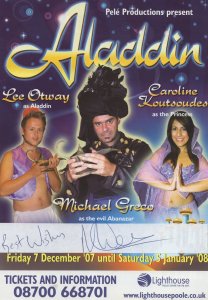 Michael Greco Aladdin Hand Signed Theatre Flyer