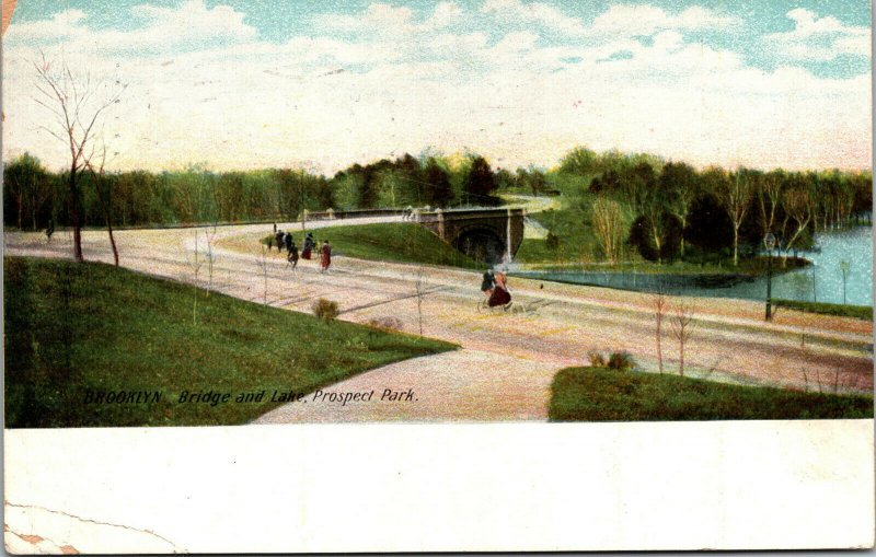 Vtg 1910s Prospect Park Bridge and Lake Brooklyn New York NY Postcard