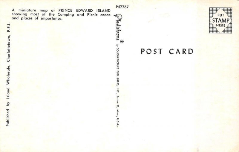 Canada  PRINCE EDWARD ISLAND Map Card Greetings  VINTAGE Chrome Postcard