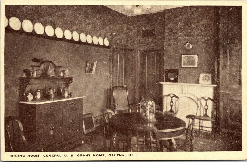 Dining Room General US Grant Home Galena IL Illinois WB Postcard VTG UNP Vintage 