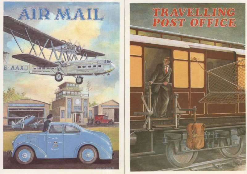 Travelling Post Office Train Air Mail 2x Royal Mail Poster Postcard s