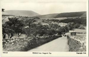 lancs, PENDLE, Panorama from Noggarth Top (1950s) RPPC