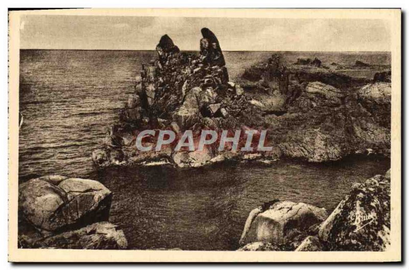 Old Postcard Ile De Brehat The Rock Of The Virgin