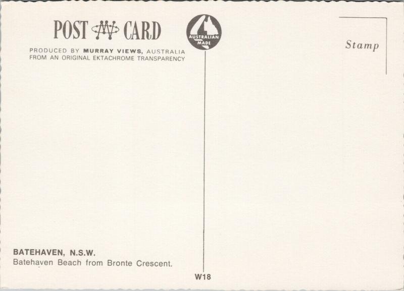 Batehaven NSW Australia Beach from Bronte Cres Vintage Postcard D59 UNUSED