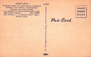 Vintage Postcard 1930s Sunset Lodge West Side City Abilene Texas by Duncan Hines