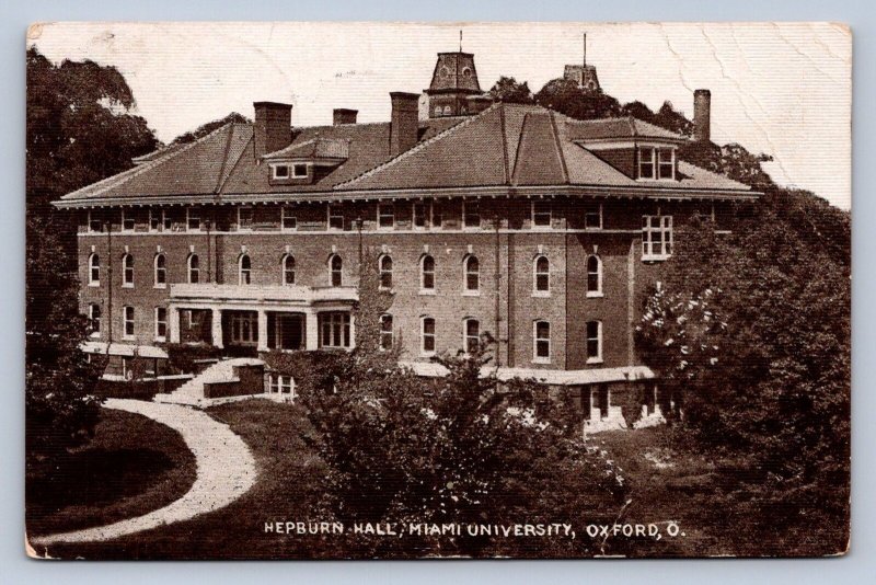 K3/ Oxford Ohio Postcard c1910 Hepburn Hall Miami University 336