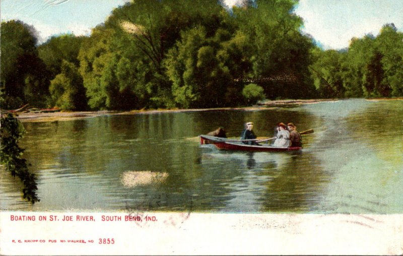 Indiana South Bend Boating On St Joe River 1909