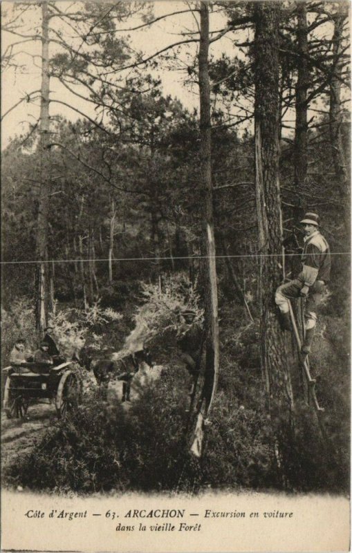 CPA ARCACHON-Excursion en voiture dans la vieille Foret (27711)