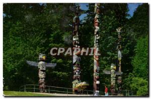 Postcard Old Totem Poles In Stanley Park Vancouver Indians
