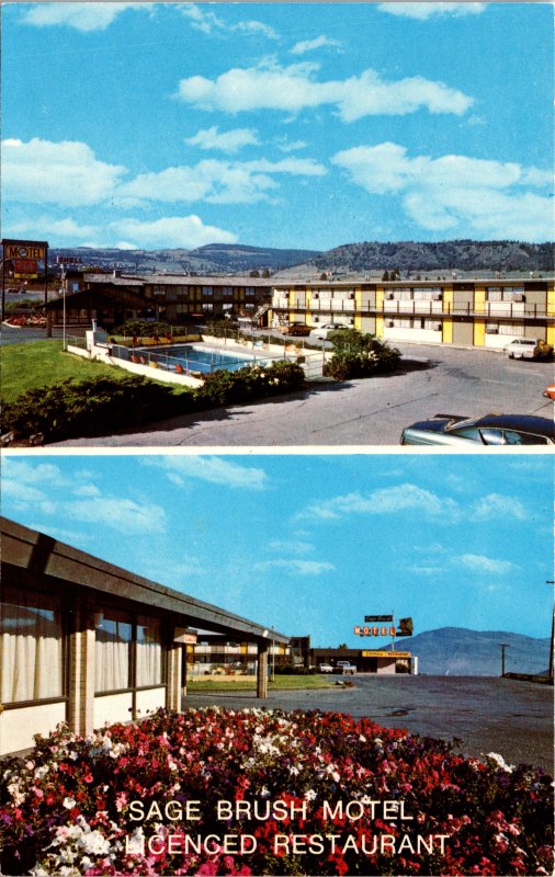 Kamloops BC Canada Sage Brush Motel Postcard unused 1950s