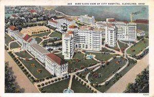 City Hospital Bird's Eye View Cleveland Ohio 1930s postcard