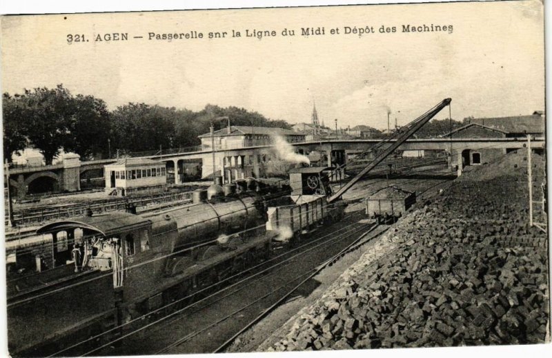 CPA AGEN - Passerelle sur la Ligne du midi et Depot des Machines (210710)