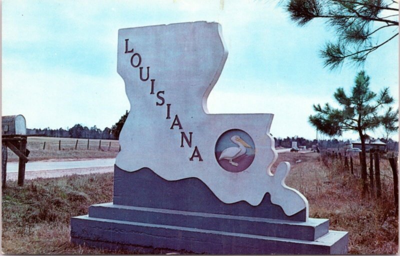 Postcard Louisiana State Highway marker
