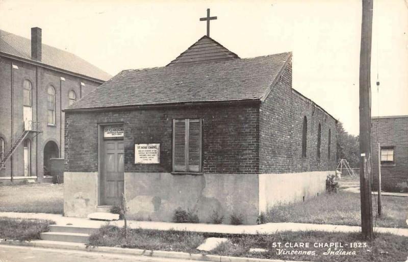 Vincennes Indiana St Clare Chapel Real Photo Antique Postcard K106060