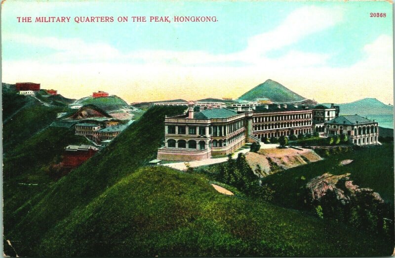 Hong Kong China Militar Quarters Encendido El Pico 1910s Unp Tarjeta Postal