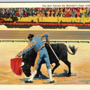 c1940s Bullfighting Matador Cape Bull Arena Crowd Mexico Postcard A346