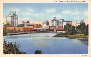 Flint River Skyline Of Flint - Flint, Michigan MI