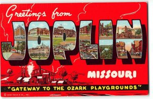 JOPLIN MISSOURI Large Letter Linen Postcard 1942 - Hotel Connor, Mining Smelting