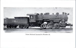 UNION Railroad  0-6-0  LOCOMOTIVE #83  1956  Etchtone  Postcard