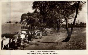 Lahej Aden Yemen Main Road & Natives Real Photo Postcard