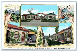 c1950's Columbine Cottages Denver Colorado CO Multiview Vintage Postcard