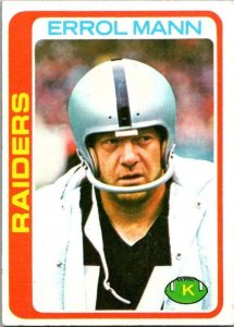 1978 Topps Football Card Errol Mann Oakland Raiders sk7404