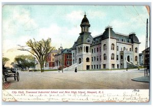 1906 City Hall Townsend Industrial School New High School Newport RI Postcard